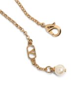 Valentino Garavani Ovalette gold-tone bracelet featuring a Swarovski pearl and VLogo emblem.