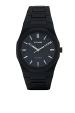 D1 Milano Polycarbon 40mm Moonglade watch with black strap and silver bezel.