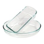 Two Chefline transparent glass loaf tins for baking bread and cakes.