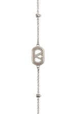 Valentino Garavani VLogo Signature bracelet with pearls and Swarovski crystals in rhodium-tone metal.