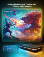 Govee AI Sync Box 2 connected to a 65 inch TV showing RGBIC backlight effects