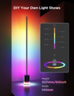 Govee RGBICWW Floor Lamp 2 showing multicolor light effects in a living room corner.