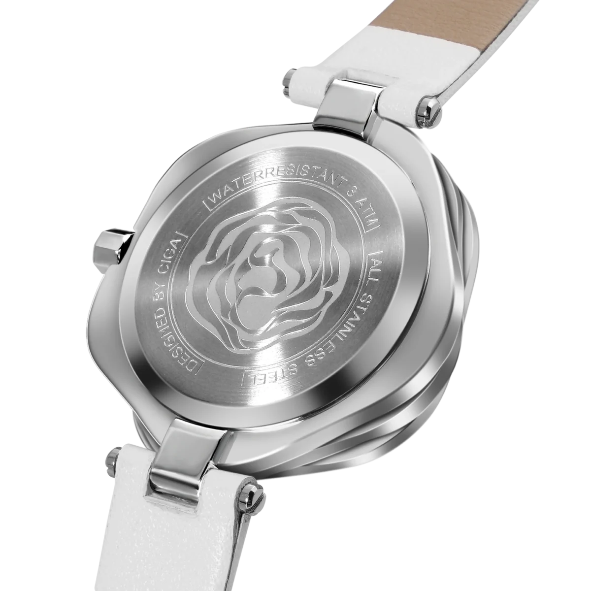 CIGA Design Denmark Rose watch with layered petal case and mother-of-pearl dial