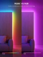 Govee 10m RGBIC Wi-Fi LED strip lights showing multiple colors on one strand