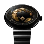 CIGA Design Blue Planet II Gilded Age watch with 24K gold earth dial and ceramic case