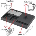 Saga 1.2L electric kettle set with two black ceramic cups on an ABS tray