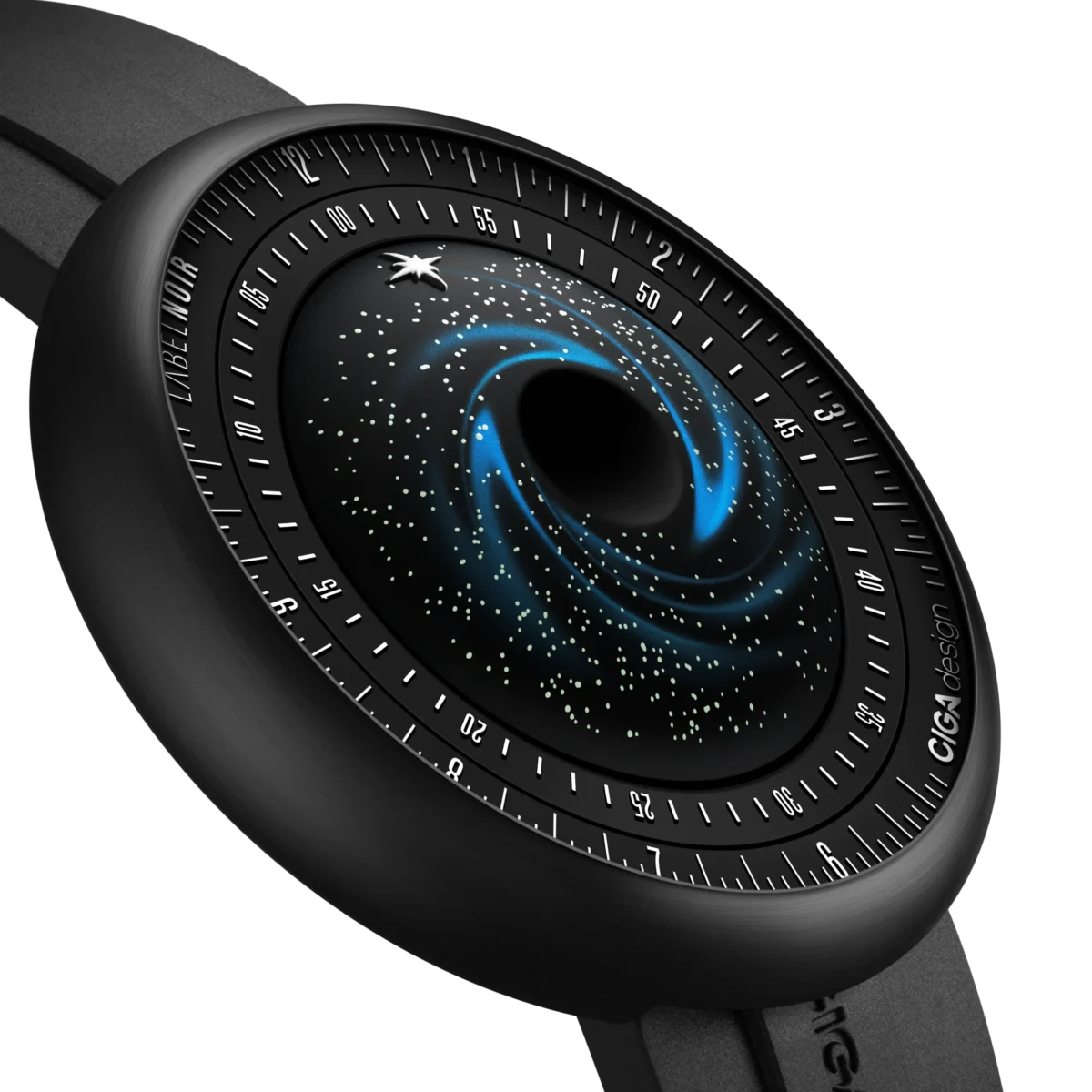 CIGA Design x Label Noir Blue Planet II Black Star watch with DLC titanium case