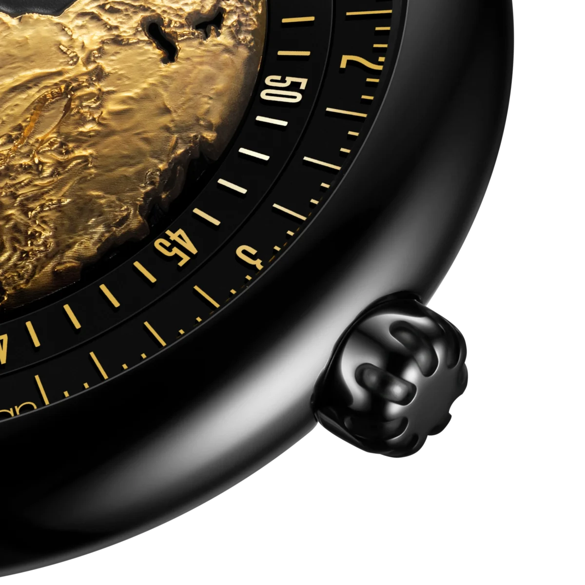 CIGA Design Blue Planet II Gilded Age watch with 24K gold earth dial and ceramic case