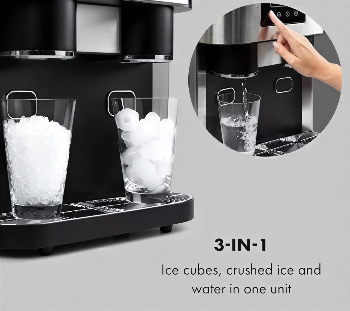 Frigidaire countertop ice maker and crusher with LED display and water dispenser