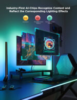 Govee AI Sync Box 2 connected to a 65 inch TV showing RGBIC backlight effects