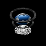 Blue Planet II Atlantic Ocean automatic watch with recycled titanium case and blue fluororubber strap.