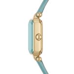 Escada Ava women's watch with blue rectangular dial and turquoise leather strap