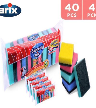 Bulk pack of 40 multicolored Arix synthetic sponge scourers stacked neatly