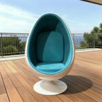 Modern upholstered fiberglass egg chair with tufted back for luxury interiors