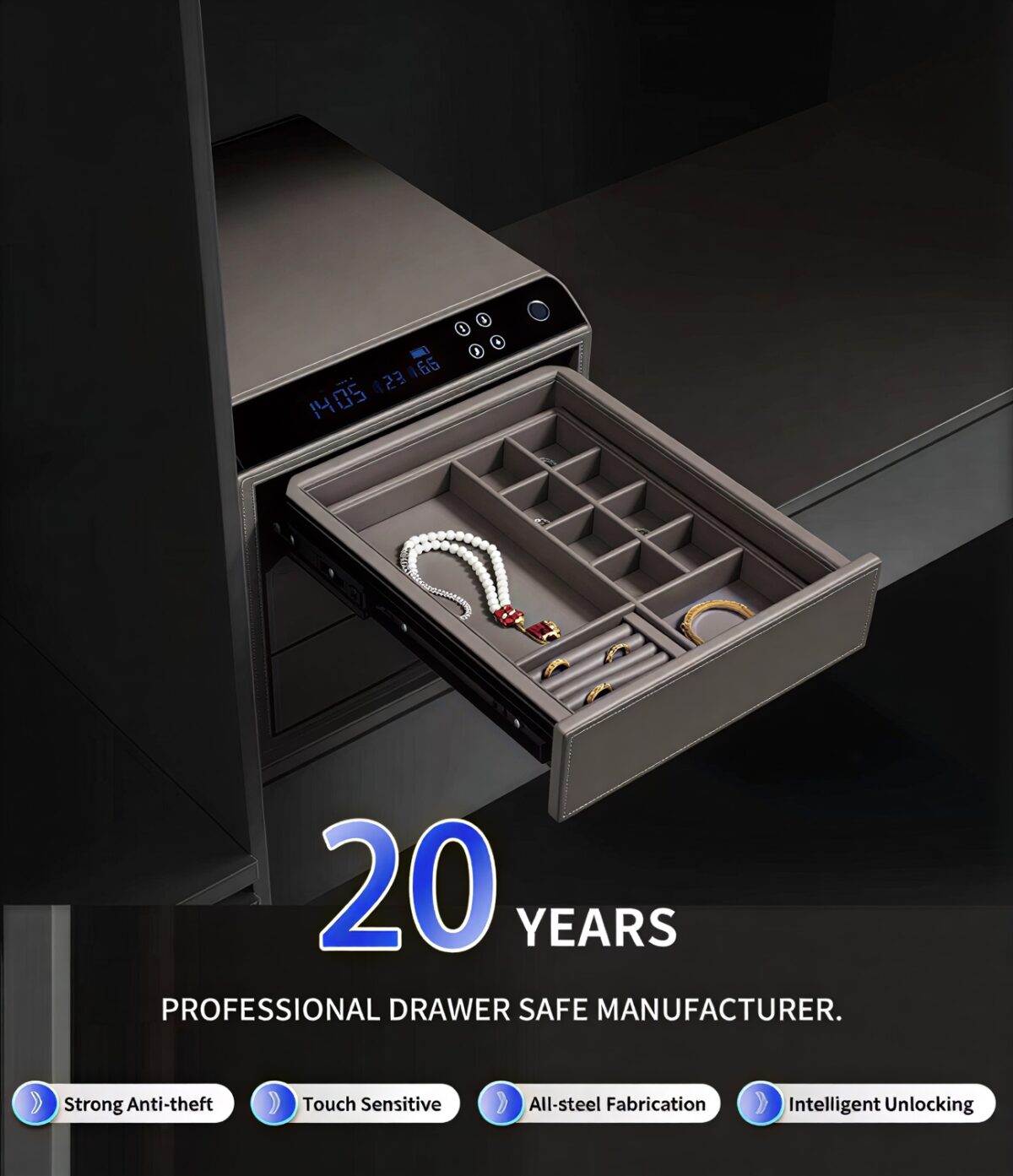 Multilayer Fingerprint and Password Smart Safe Box for Hidden Drawer