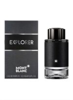 Montblanc Explorer 100ml Eau De Parfum bottle with black Saffiano leather-style wrap