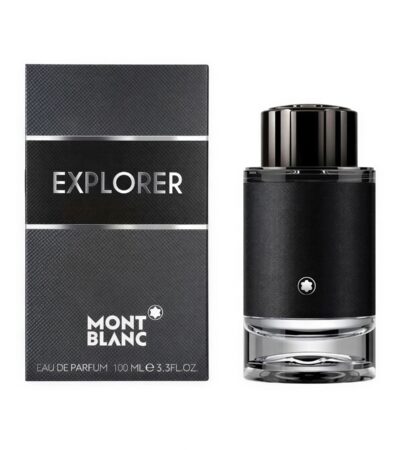 Montblanc Explorer 100ml Eau De Parfum bottle with black Saffiano leather-style wrap