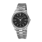 Gucci G-Timeless Slim 40mm Automatic watch with black dial and steel bracelet