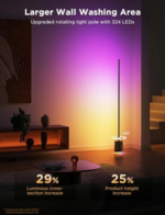 Govee Lyra RGBICWW corner floor lamp standing in a modern living room corner