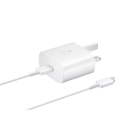 Samsung 25W PD Wall Charger Adapter with USB-C to USB-C Cable White