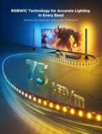 Govee AI Sync Box 2 connected to a 65 inch TV showing RGBIC backlight effects