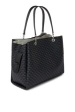 Emporio Armani All-Over Eagle Shopper Bag in Black
