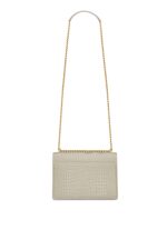 Saint Laurent Sunset Medium Crocodile-Embossed Shoulder Bag – White