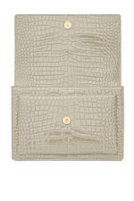 Saint Laurent Sunset Medium Crocodile-Embossed Shoulder Bag – White