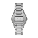 Slim Armani Exchange Men's Silver Watch with Blue Top Ring