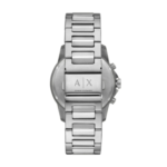 Armani Exchange Men's Silver Chronograph Watch with Green Top Ring