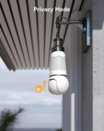 IMOU 3MP white light bulb security camera installed in an E27 ceiling socket.