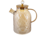 Large 1.8-litre clear glass teapot with boiling tea inside