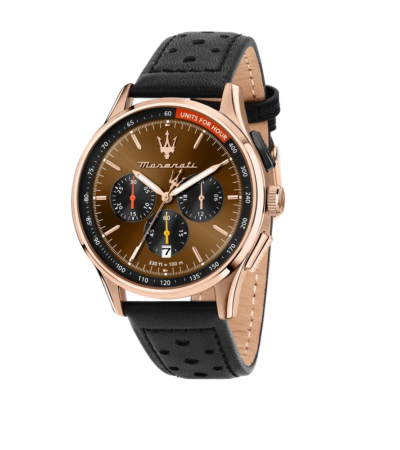 Maserati Sorpasso Chronograph with Brown Sunray Dial and Leather Strap