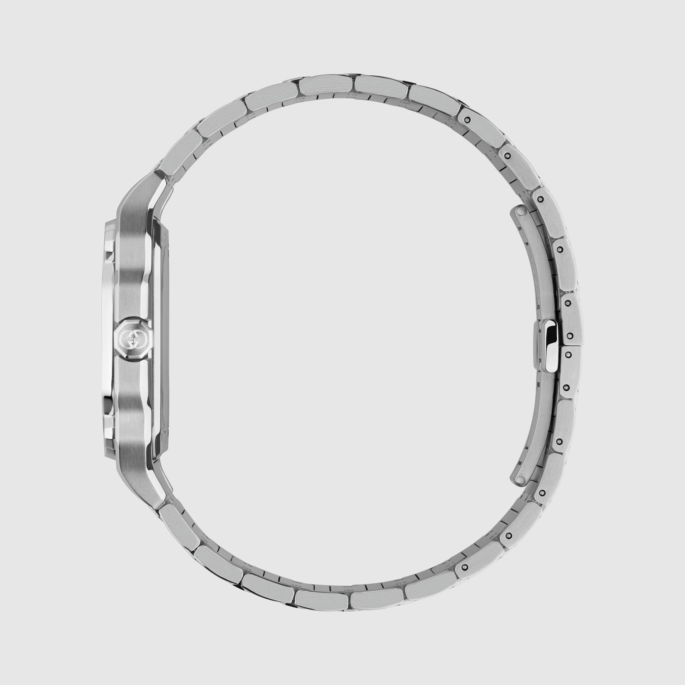 Gucci G-Flat watch with green opaline dial and stainless steel bracelet