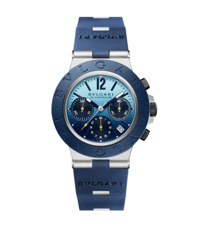Bvlgari Aluminium Capri Special Edition watch with blue dial and rubber strap