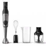 Philips 1200W black hand blender with chopper and spiralizer attachments