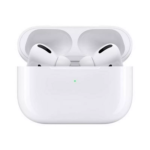 Apple AirPods Pro 2nd generation earbuds with USB-C MagSafe charging case on a white background.