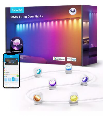 Govee H608B RGBIC 3-meter indoor string downlights glowing in multicolor