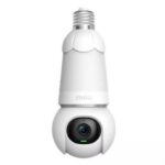 IMOU 3MP white light bulb security camera installed in an E27 ceiling socket.