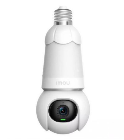 IMOU 3MP white light bulb security camera installed in an E27 ceiling socket.
