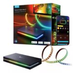 Govee AI Sync Box 2 connected to a 65 inch TV showing RGBIC backlight effects