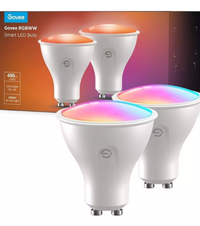 Govee Smart Wi-Fi and Bluetooth GU10 Light Bulb 2-Pack in White