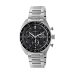 Gucci Interlocking chronograph watch with black dial and ceramic tachymeter bezel