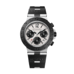 Bvlgari Aluminium watch with silver case and black rubber bezel