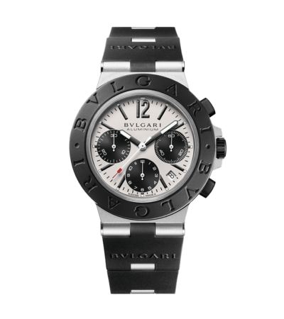 Bvlgari Aluminium watch with silver case and black rubber bezel