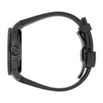 Gucci Dive watch with black dial, Interlocking G logo, and black rubber strap