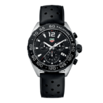 TAG Heuer Formula 1 43mm chronograph watch with black dial and rubber strap