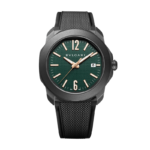 Bvlgari Octo Roma Special Edition watch with green dial and black DLC case.