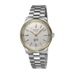Gucci G-Timeless Slim watch with silver dial and small seconds sub-dial