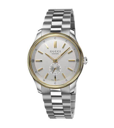 Gucci G-Timeless Slim watch with silver dial and small seconds sub-dial